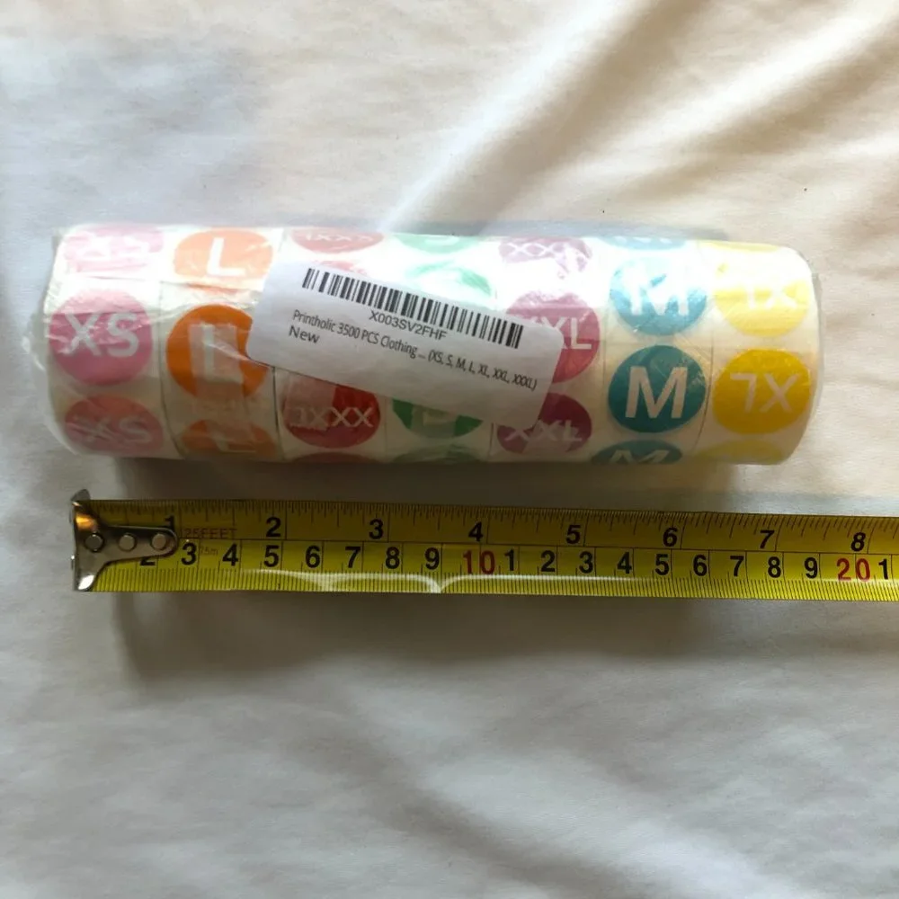NWT 3500 Color-Coded Clothing Stickers 7/8